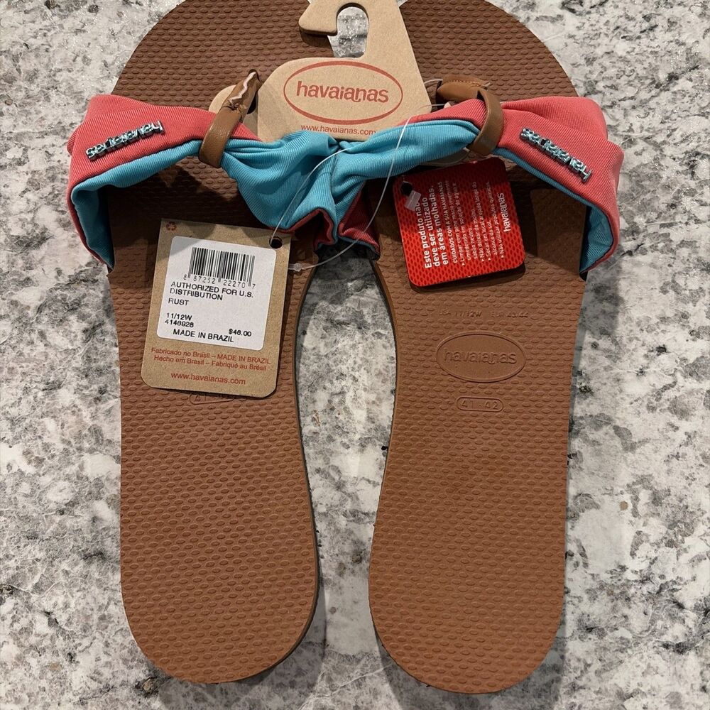 Havaianas Rust & Azure St. Tropez Women’s Flip-Flop Sandal Size 11/12 NWT